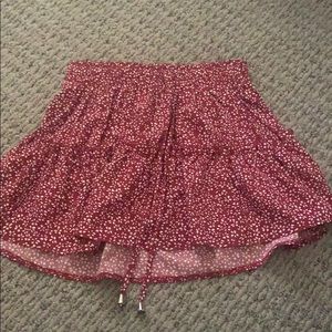 shein red floral skirt
